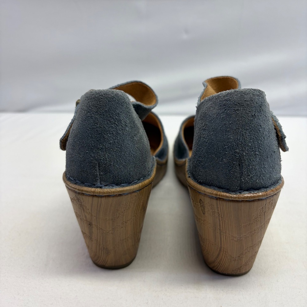 Born Nellie Mary Jane Wedge Sandals Womens 9 Blue Suede Comfort Shoe Boho - Picture 4 of 11
